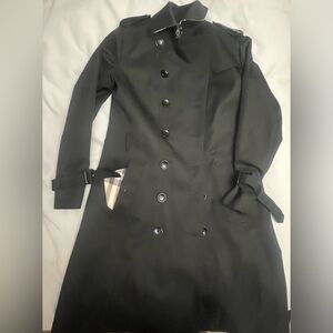 Burberry Black Trench Coat with Button Details